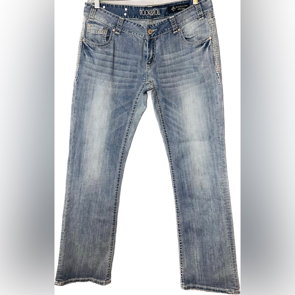 Rock & Roll Cowgirl Original Low Rise Jeans Style WO-4486 34 x 35 Long Tall Boot